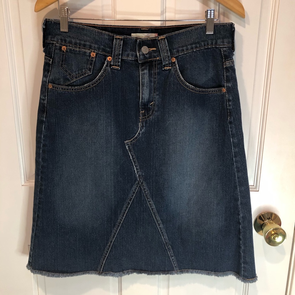 Levi's Denim Skirt Midi distressed a-line 10